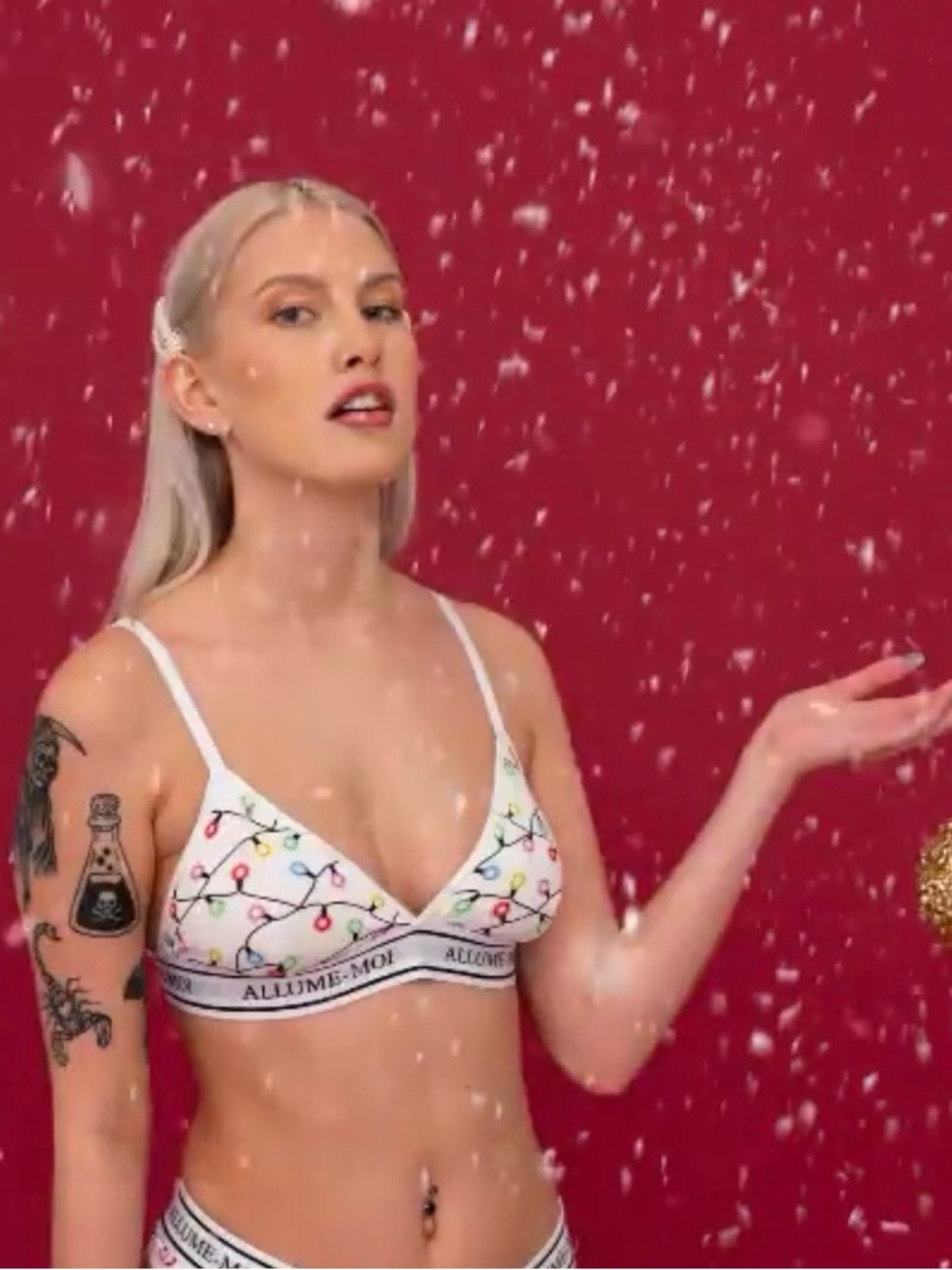 POP UNDERWEAR White Triangle Bralette with Colorful Light Print
